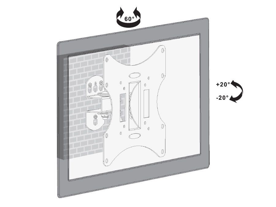 Maclean MC-501A Universal Wall TV Bracket 23-42  uo to 30kg vesa 200x200 Black