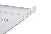 Fixed shelf 19   1U  depth 650 mm  load capacity 25 kg  mounting at 4 points  gray  screws and bracket in set.