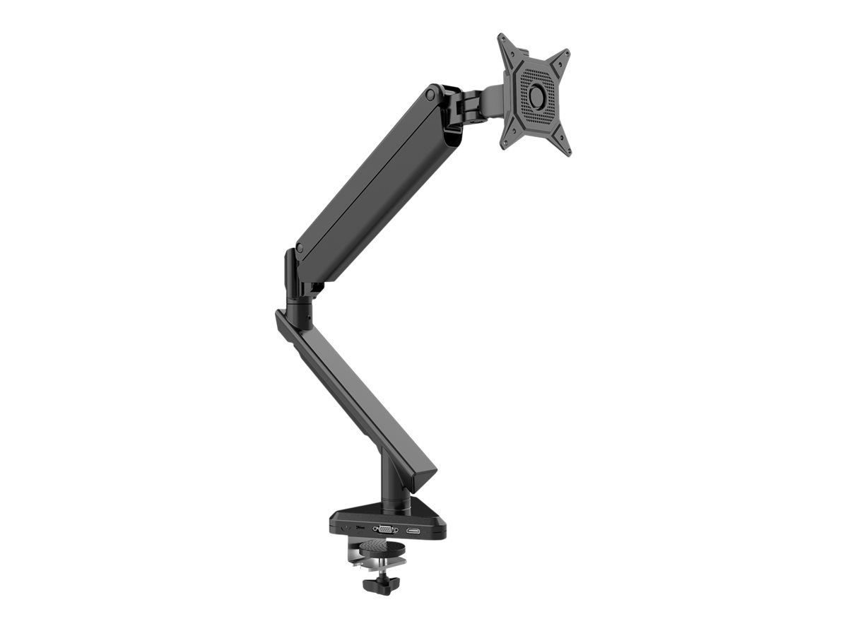 Single desk arm with 1xLCD clamp with gas spring and docking station max. 30  and 9kg PD3.0