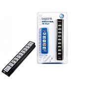 Logilink USB-HUB 10-Port m. Netzteil schwarz Kunststoff