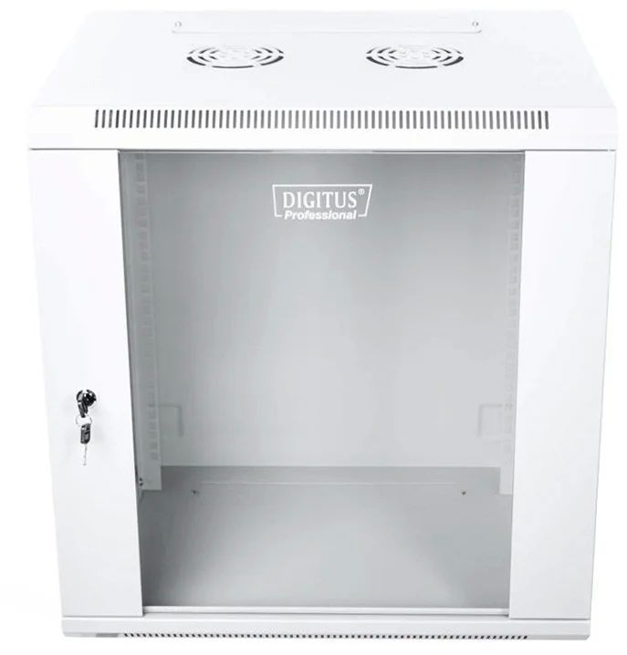 Wall-mounted network cabinet 19  12U rack 600x450  door glass  gray  unshared  folded  60kg