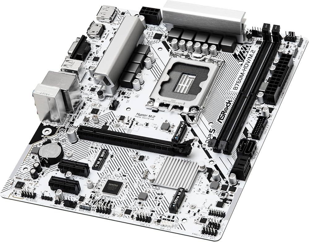 Placa de baza ASROCK B760M-HDV/M.2 LGA1700, 2x DDR5, 1x HDMI 1X DP 1X D- Sub, 1x PCIE 4.0 x16 2x PCIE 3.0 x1 1x M.2 1x Hyper M.2 1x Ultra M.2, 4x SATA 6GB/s, mATX