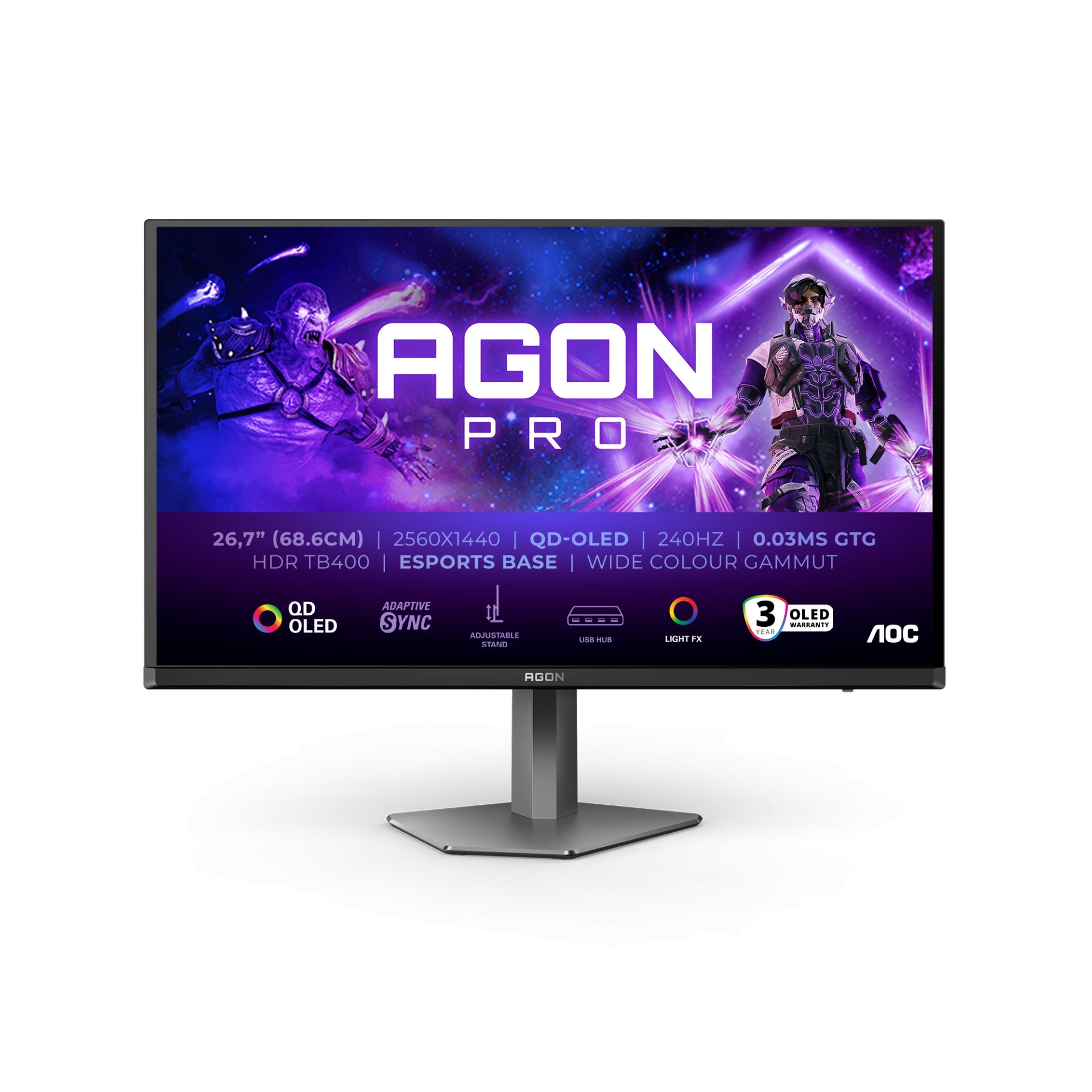 Monitor 26.7 inch AOC AG276QZD2 2560 x 1440, 240 Hz