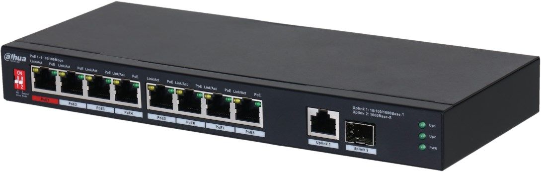 Switch Dahua DH-PFS3110-8ET1GT1GF-96, 10 porturi 10 / 100 Mbps