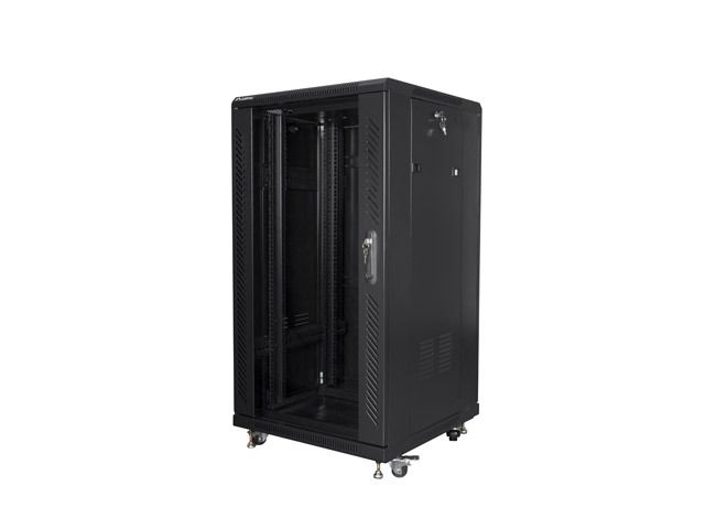FLOOR-STANDING RACK CABINET 19  22U 600X600 BLACK LCD GLASS DOOR LANBERG (FLAT PACK) V2