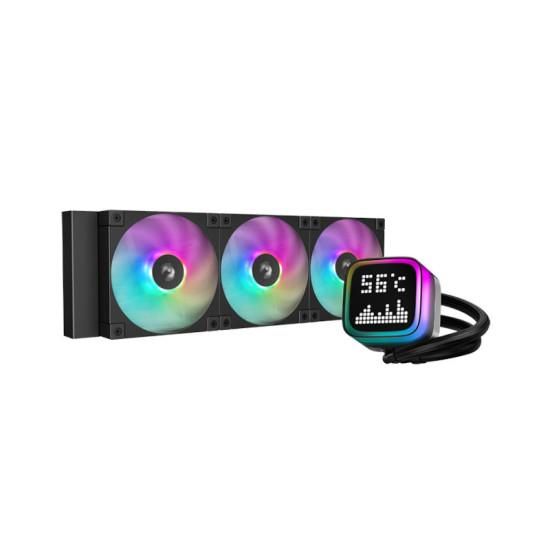 Cooler Procesor DEEPCOOL LP360 ARGB NEGRU, marime radiator 402mm, 3 ventilatoare, Viteza ventilatoare 600-2400 RPM +/- 10%, Viteza pompa: 3400 +/- 10%, Suport AMD: AM4/AM5, suport INTEL: LGA1700/1200/1151/1150/1155, Airflow: 72.04 CFM