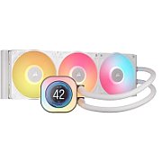 Cooler Procesor CORSAIR iCUE LINK TITAN 360 RX LCD ALB, dimensiune radiator 396x120x27mm, 3 ventilatoare ARGB, viteza ventilatoare: 300-2100RPM +/- 10%,  Suport AMD: AM4/AM5, suport INTEL: LGA 1700/1851, Airflow: 73.5 CFM, Nivel de zgomot: 36 dBA