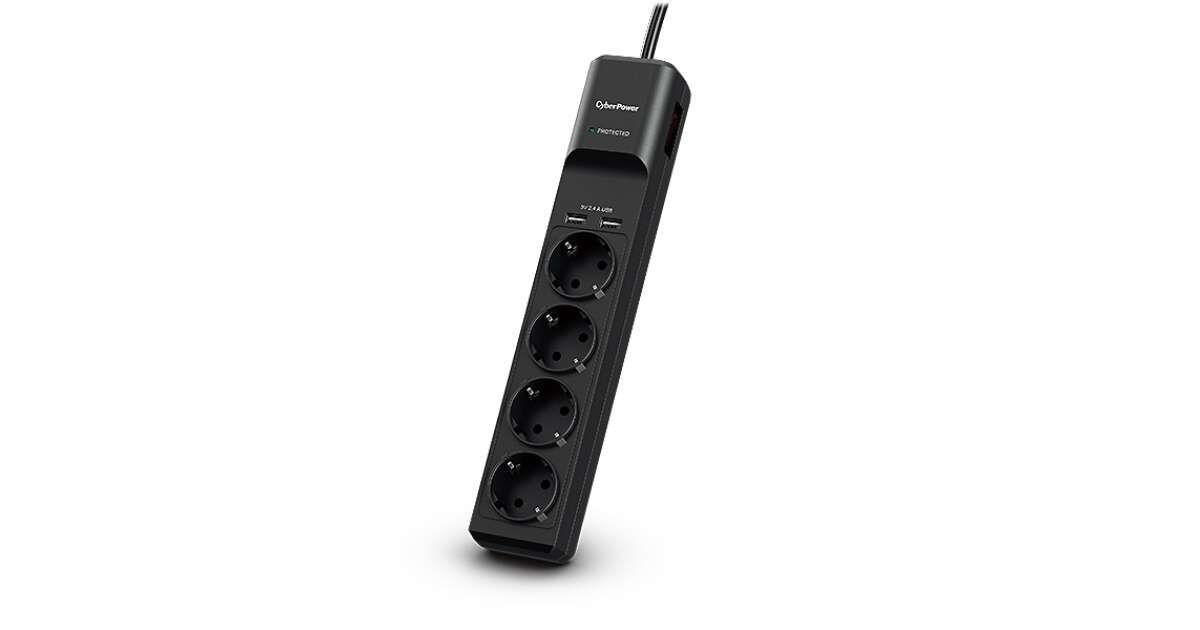 CYBERPOWER PROFESSIONAL P0420SUD0-DE 4-way power strip - surge protection 350J max. 6000V - 7500A USB charger 2x 5V/2A