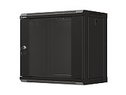 Wall-mounted rack installation cabinet 19  9U 540x350 black glazed doors Lanberg (FLAT PACK)