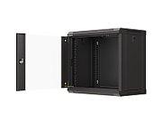 Wall-mounted rack installation cabinet 19  9U 540x350 black glazed doors Lanberg (FLAT PACK)
