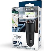 GEMBIRD 2-port USB car fast charger Type-C PD 38W black