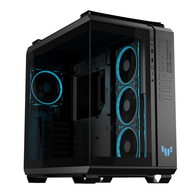 Carcasa ASUS TUF GAMING GT502 HORIZON Mid Tower ARGB NEGRU, Tempered Glass, Sloturi Expansiune 8+ 3 aditional verticale, Drive Bays: 2x3.5  2x2.5 , Ventilatoare Suportate: 4 (spate: 1x120mm, sus: 3x120mm sau 2x140mm), Format Placa De Baza Suportat: Mini-ITX, Micro-ATX, ATX, Lungime Maxima Placa