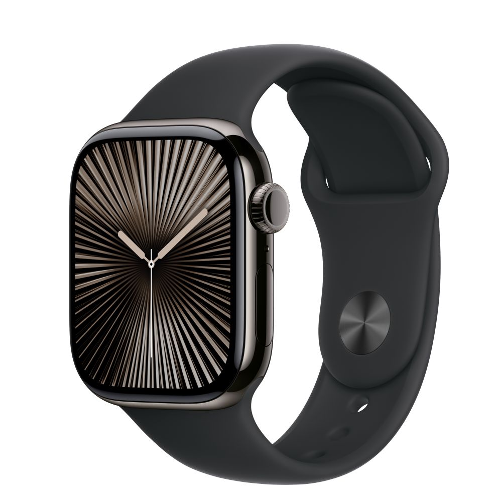 Apple Watch Series 10 GPS + Cellular 42mm Slate Titanium Case with Black Sport Band - M/L