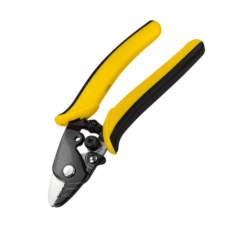 CLESTE dezizolare cablu, LOGILINK, functii: dezizolare fibra optica, cu 3 gauri, diametru 0.13-4mm, maner antialunecare, negru-galben,  WZ0064