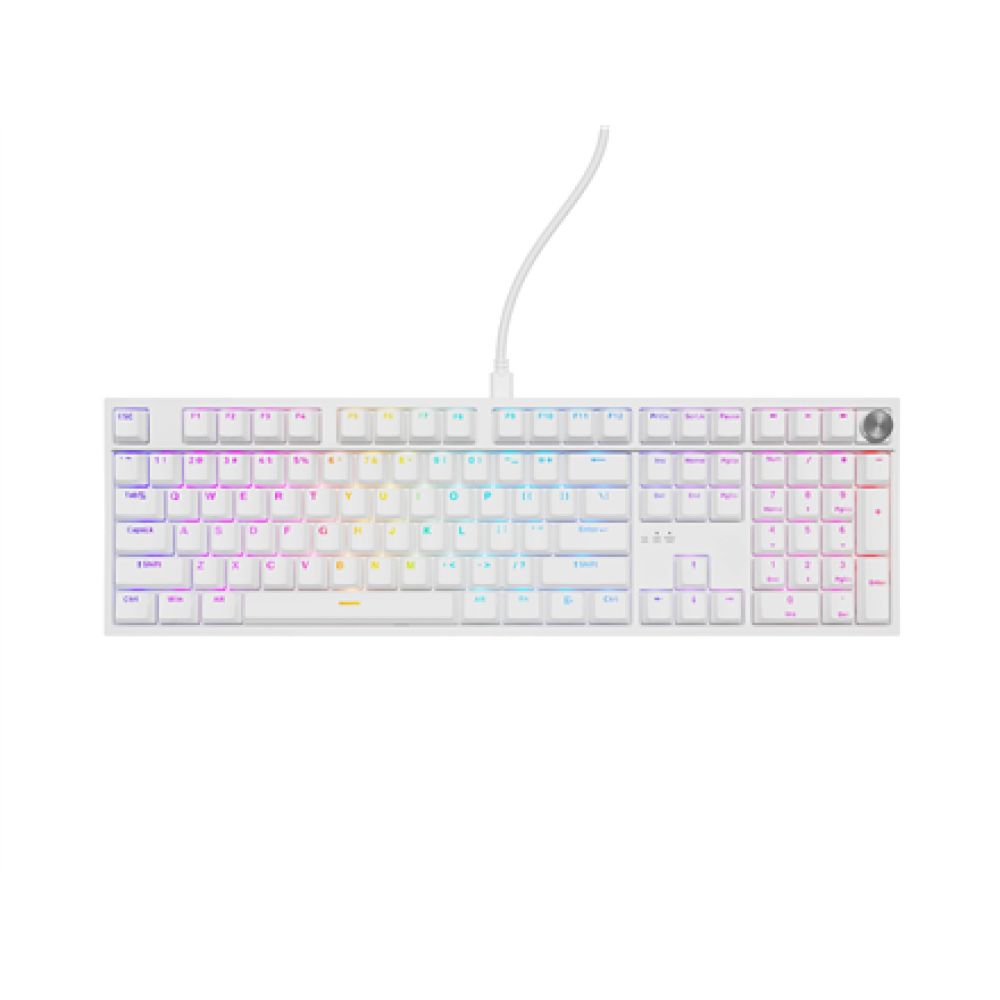 Tastatura gaming mecanica cu fir Genesis Thor 404, iluminare RGB, 107 taste, 11 butoane multimedia, alb