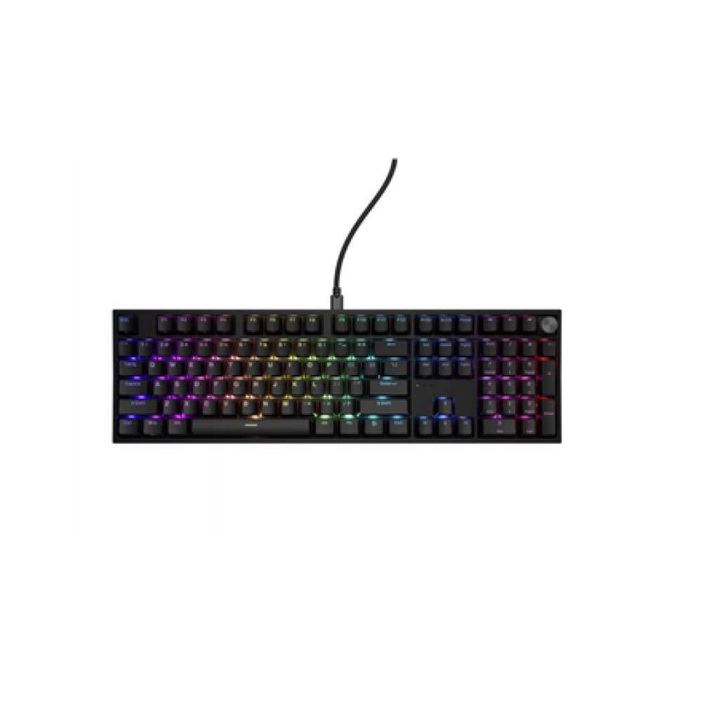Tastatura gaming mecanica cu fir Genesis Thor 404 , iluminare RGB, switch-uri Peach, 107 taste, 11 butoane multimedia, negru