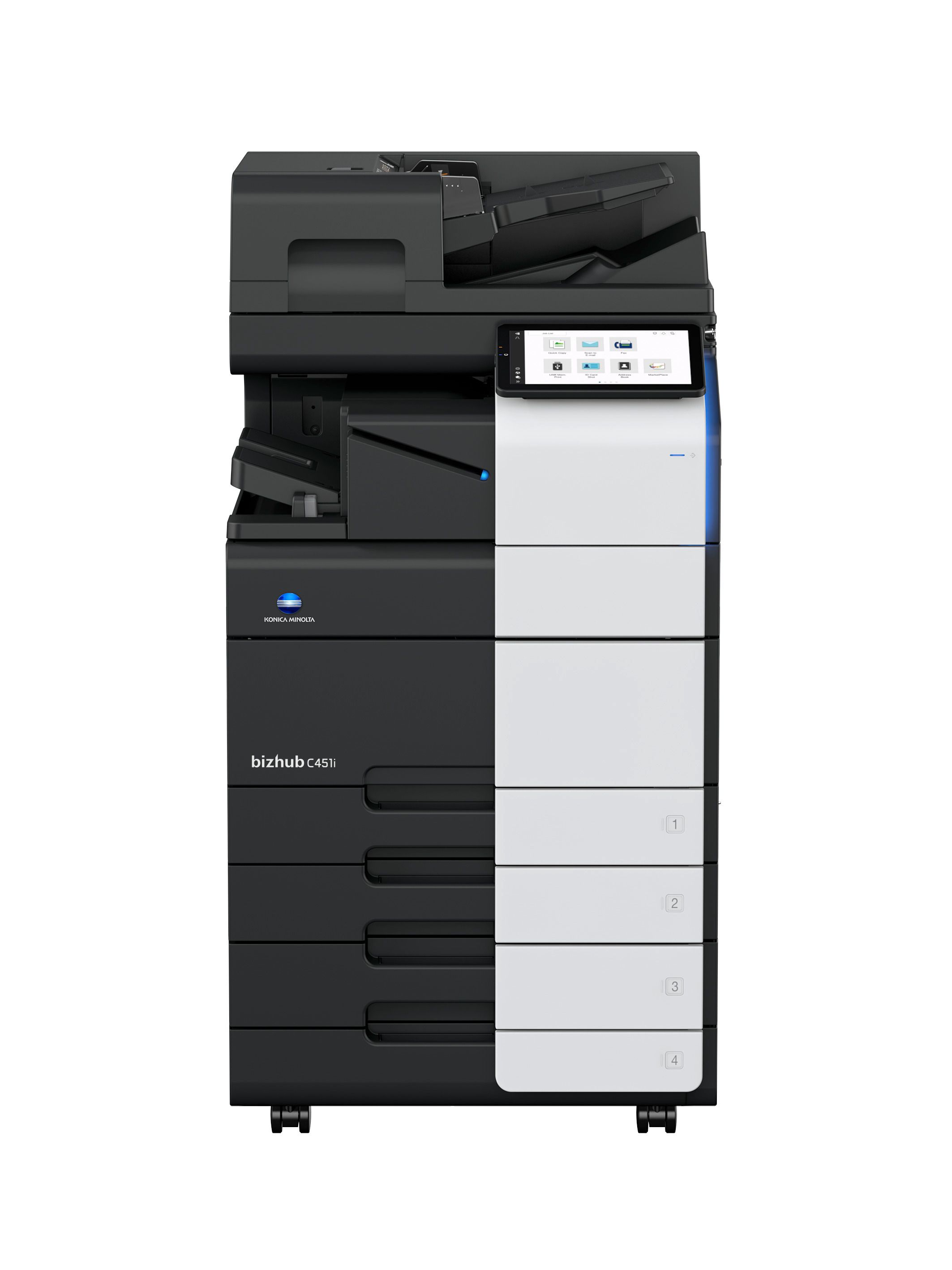BIZHUB C451i include ADF DUAL SCAN  300 de coli + set tonere TN-626 K/C/M/Y 28000 pagini negru, 28000 pagini color + tava OT-513 + masa DK-516x