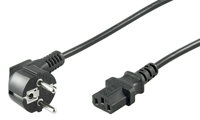 PC power cable 3m CEE 7/7 male 90° to IEC320-C13 female, black
- H03VV-F3G 1.00mm² copper conductor
Packaging: bulk 1 pc.