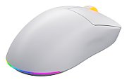 Mouse wireless Hator Quasar 3, conectivitate 2.4GHz, bluetooth si USB, polling rate pana la 1000Hz, rezolutie maxima 12000 DPI, capacitate baterie 600 mAh, durata de viata baterie in modul wireless pana la 100 ore, timp incarcare 2 ore, switch HATOR® Optical 100M, side switch Huano 3M, iluminare RGB