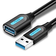 Cablu USB prelungitor Vention, USB 3.2 gen 1 (T) la USB 3.2 gen 1 (M), 2m rata transfer 5 Gbps, invelis PVC, negru,  CBHBH  (timbru verde 0.18 lei) - 6922794748880