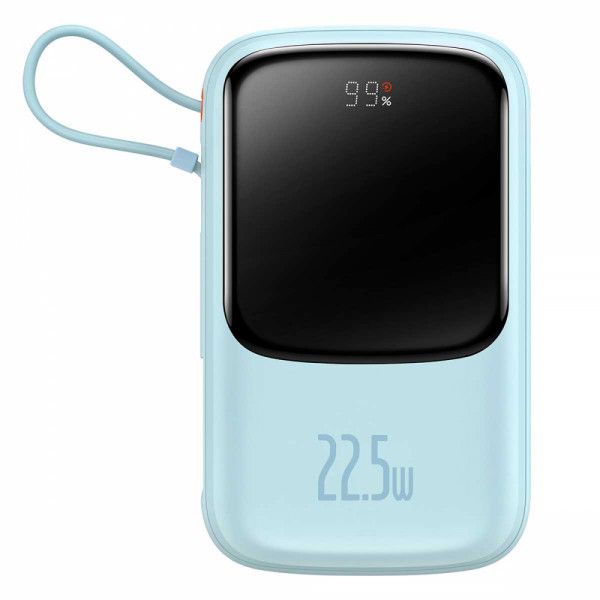 POWER BANK Baseus Qpow2 Digital Display, 20000mAh, 22.5W, 2 x USB Type-C output/input, 1 x Lightning, 1 x USB, include cablu USB la USB Type-C 30cm, albastru  PPQD030103  (timbru verde 0.98 lei) - 6932172618179