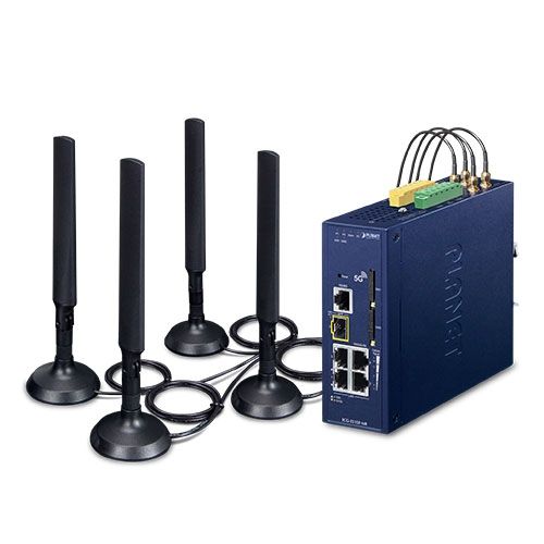 Planet ICG-2515F-NR Industrial 5G NR Cellular Gateway with 1-Port 1000X SFP (Sub-6 5G NR Global Band, compatible with 4G LTE, 2 SIM Card Slots