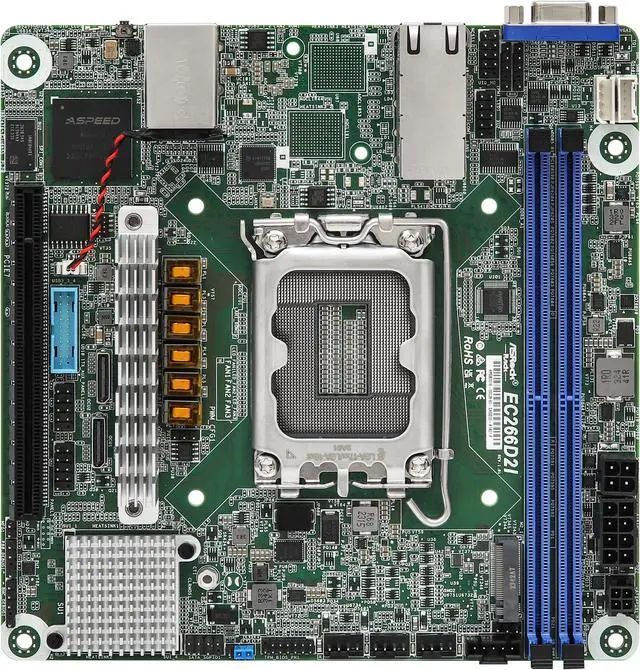 ASRock EC266D2I, 1xSKT LGA 1700, Intel E-2400, C266, SATA, NVMe, 1xM.2, 2xGbE, IPMI