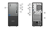Desktop PC Lenovo ThinkCentre neo 50t Tower, Intel Core i7-14700 (20 C / 28 T, 2.1 GHz - 5.4 GHz, 33 MB cache, 65 W), 16 GB DDR5, 512 GB SSD, Fara unitate optica, Intel UHD Graphics Partajata, 260 W, Windows 11 Pro