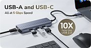 Cudy UH606 laptop dock/port replicator Wired USB 3.2 Gen 1 (3.1 Gen 1) Type-C Grey  Silver