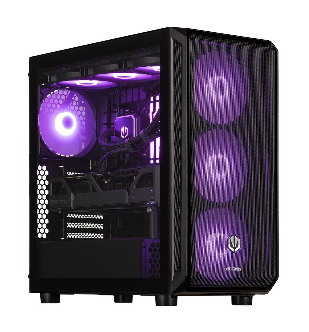 Desktop PC Actina Midi Tower, AMD Ryzen 7 7800X3D (8 C / 16 T, 5.0 GHz), 32 GB RAM, 2 TB SSD, AMD RX 9070 16 GB, Fara sistem de operare
