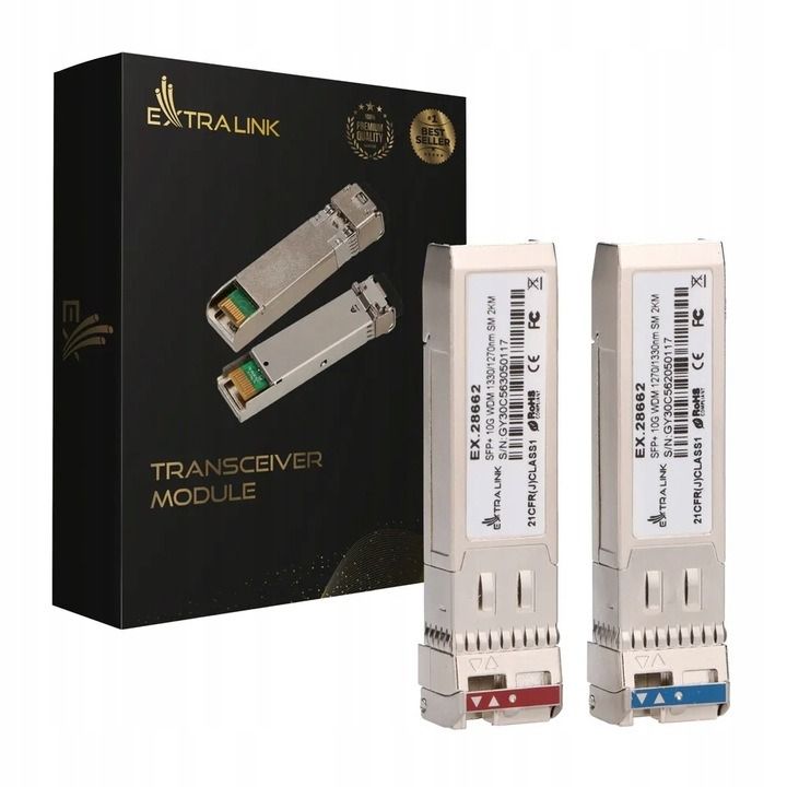 Extralink SFP+ 10G | SFP+ WDM Module | 10Gbps 1270/1330nm  single mode  2km  pair