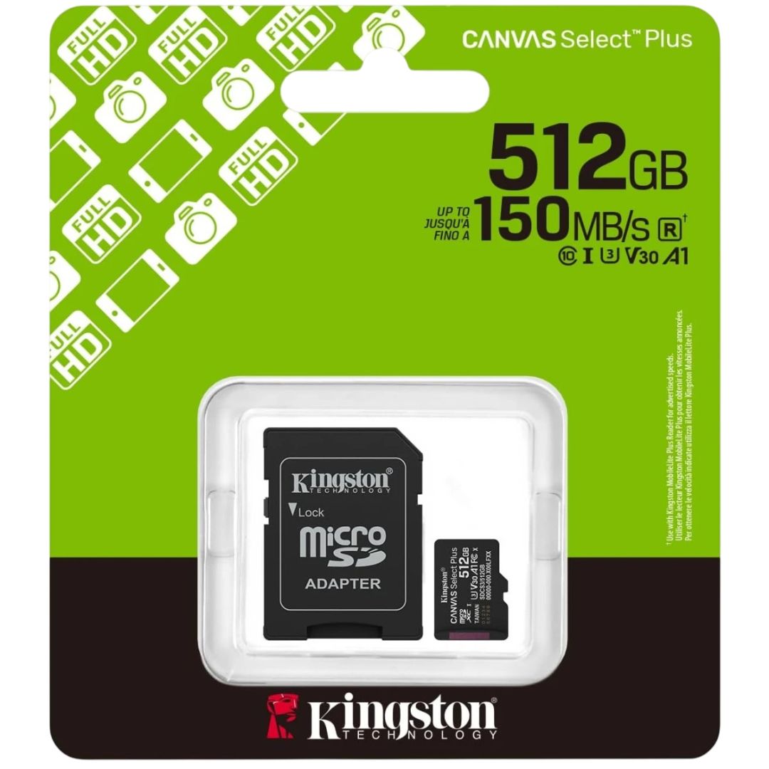SD MicroSD Card 512GB Kingston SDXC Canvas+ Gen3 m.Adapter retail