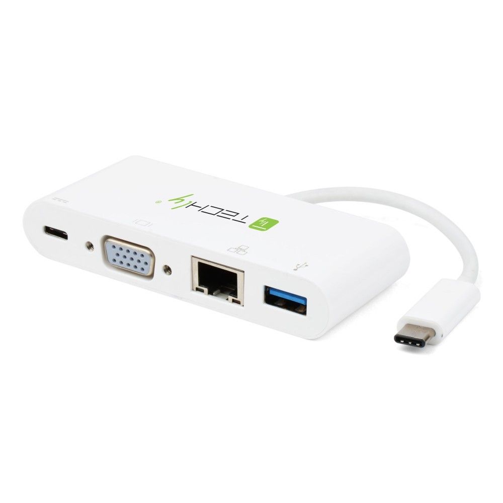 Techly IADAP USB31-DOCK2 stații de andocare și replicatoare de porturi pentru calculatoare portabile USB C Alb
