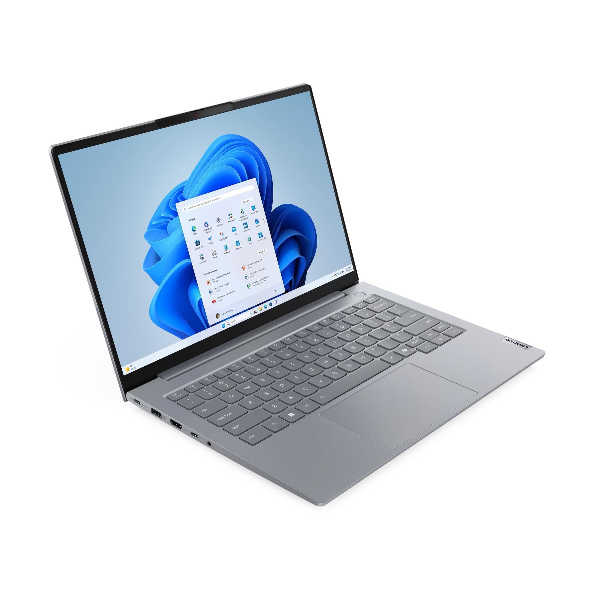 Laptop Lenovo ThinkBook 14 G8 IRL 21SG0084RI, 14 inch 1920 x 1200, Intel 210H (8 C / 12 T, 2.2 GHz - 4.8 GHz, 12 MB cache, 28 W), 16 GB DDR5, 512 GB SSD, Intel Graphics, Windows 11 Pro, Tastatura English (EU), Arctic Grey