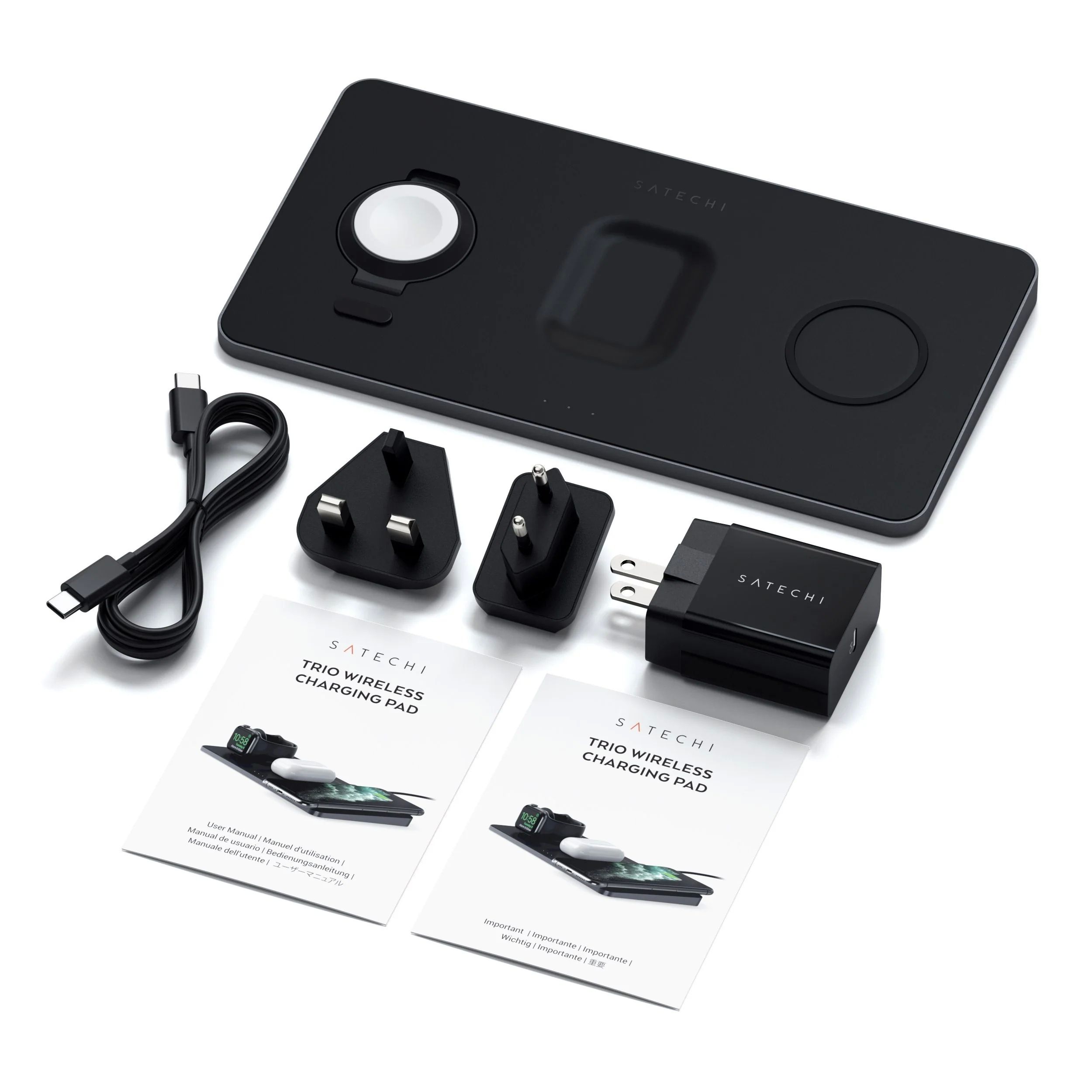 Satechi Trio Wireless Charging Pad (Apple Watch, Airpods, iPhone) - Black
