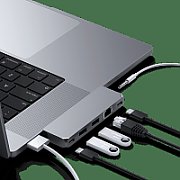 Satechi Aluminium Pro Hub Mini (1xUSB4 96W up to 6K 60Hz display output, 2 x USB-A 3.0, 1xEthernet, 1xUSB-C, 1xAudio) - Silver
