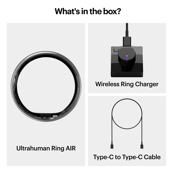 Ultrahuman Ring Air - Smart Ring, Charger, USB Cable / Size-06- Aster_Air_Black