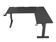 Birou gaming Genesis Holm Modular 160, material metal MDF, reglabil pe inaltime 70 - 90 cm, iluminare RGB, management cabluri, negru