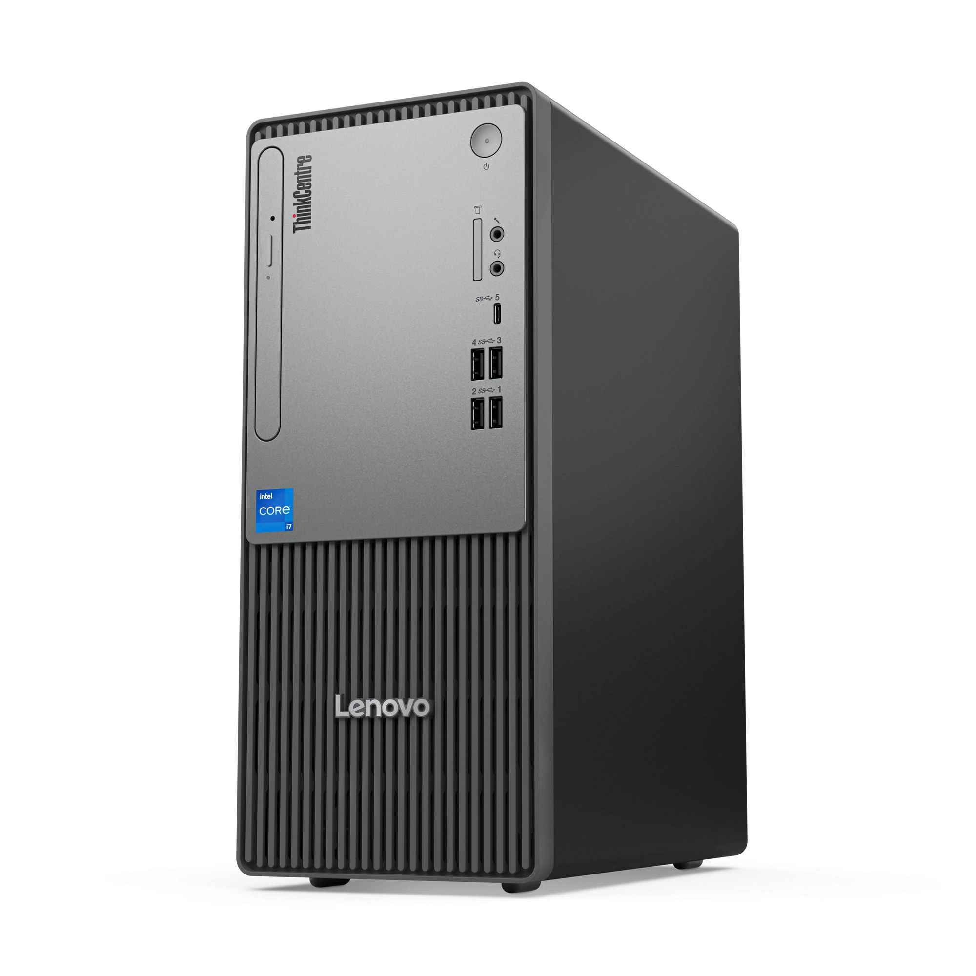Desktop PC Lenovo ThinkCentre neo 50t Gen 5 Tower, Intel Core I3-14100 (4 C / 8 T, 3.5 GHz - 4.7 GHz, 12 MB cache, 60 W), 16 GB DDR5, 512 GB SSD, Fara unitate optica integrata, Intel UHD Graphics 730 Partajata, 260 W, Windows 11 Pro