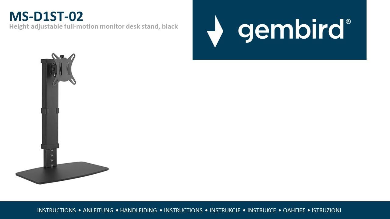 Gembird MS-D1ST-02 Height adjustable full-motion monitor desk stand  17 -32   black