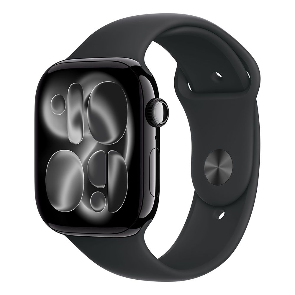 Apple Watch Series 11 GPS + Cellular 46mm Jet Black Aluminium Case with Black Sport Band - S/M