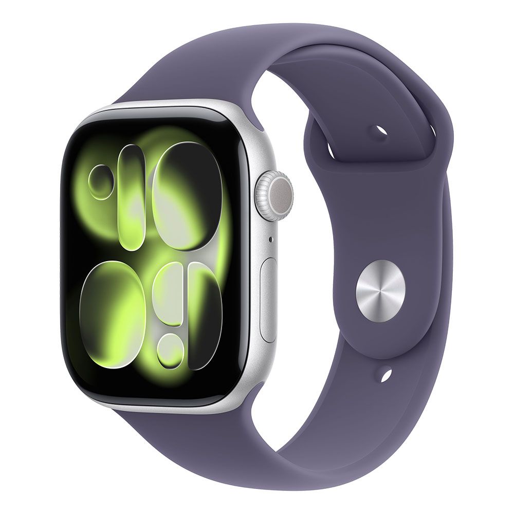 Apple Watch S11 Cellular 46mm Silver Aluminium Case with Purple Fog Sport Band - S/M