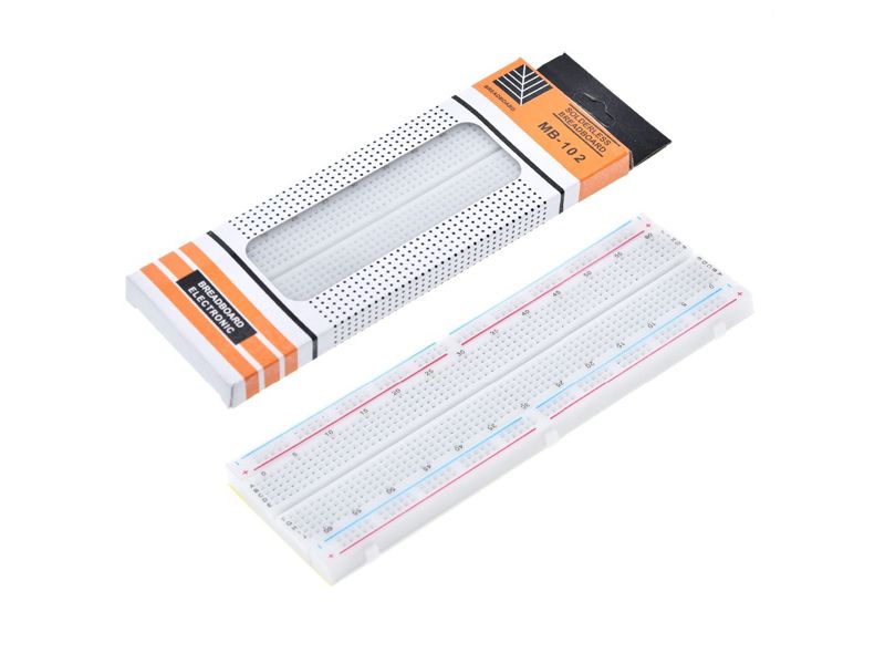 Breadboard with 830 connection points
Power strips: 200 connection points
Dual strips: 630 connection points
ABS housing
Accepts 20-29AWG wire diameter
Voltage/current: 300V/3-5A
Packaging: bulk 1 pc.