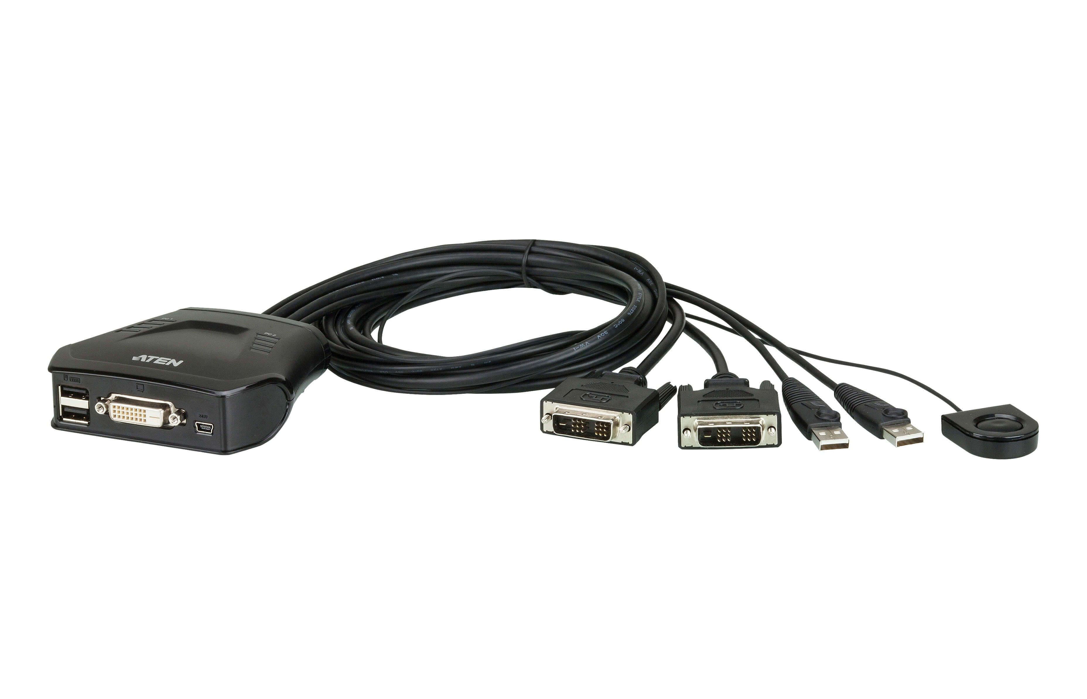 ATEN CS22D-AT switch-uri pentru tastatură, mouse și monitor (KVM) Negru