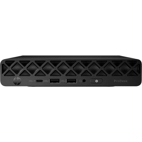 Desktop PC HP ProDesk 4 Mini G1i Mini PC, Intel Core Ultra 5 225T (10 C / 10 T, 1.9 GHz - 4.9 GHz, 20 MB cache, 35 W), 16 GB DDR5, 512 GB SSD, Fara unitate optica, Intel Graphics Partajata, 90 W - adaptor extern, Windows 11 Pro