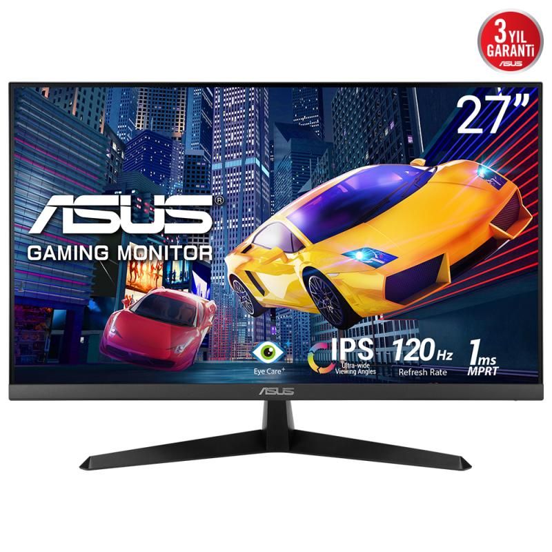 Monitor Asus 27  VY279HGR, Diagonal (inch): 27, Diagonal (cm): 68, Aspect ratio: 16:9, Panel: IPS, Resolution: 1920x1080, Refresh Rate: 120Hz, Response time MPRT: 1ms, Brightness (max): 250 cd/m², Contrast (static) : 1500:1, Viewing angle: 178/178, Colours: 16.7M, VESA Wallmount: 100x100, Tilt