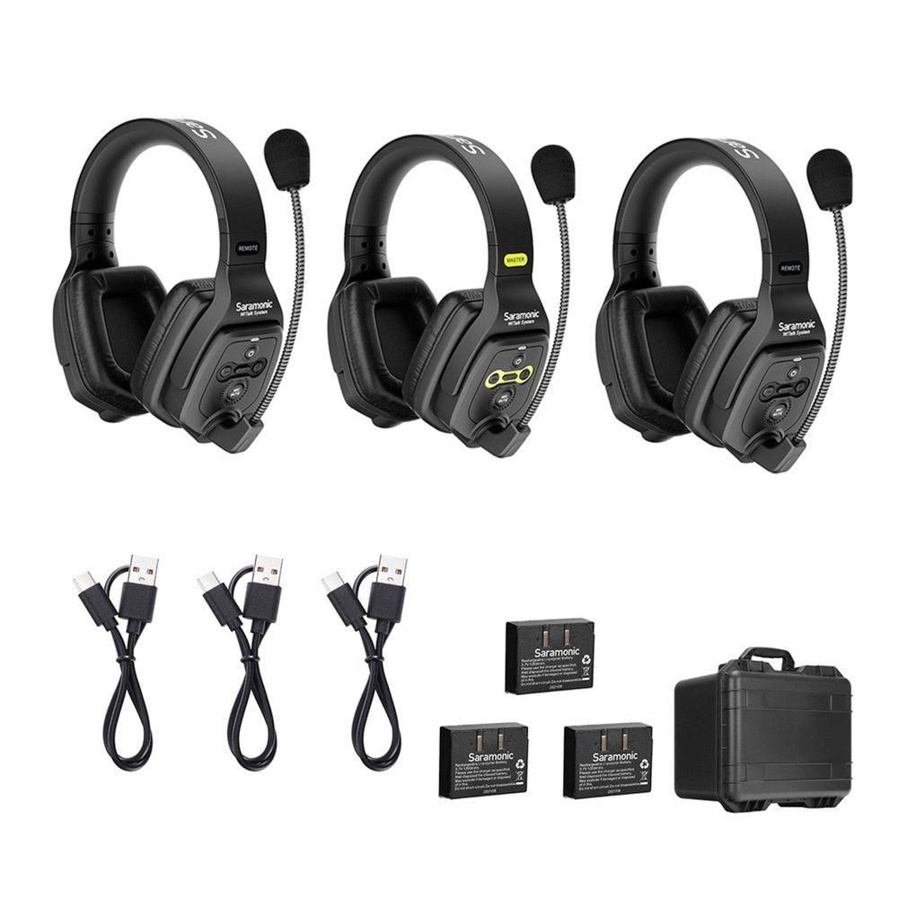 Solutie intercom stereo comp Saramonic WiTalk WT3D3xbat, 3 pers, Full-Duplex 1.9GHz, dual-ear
