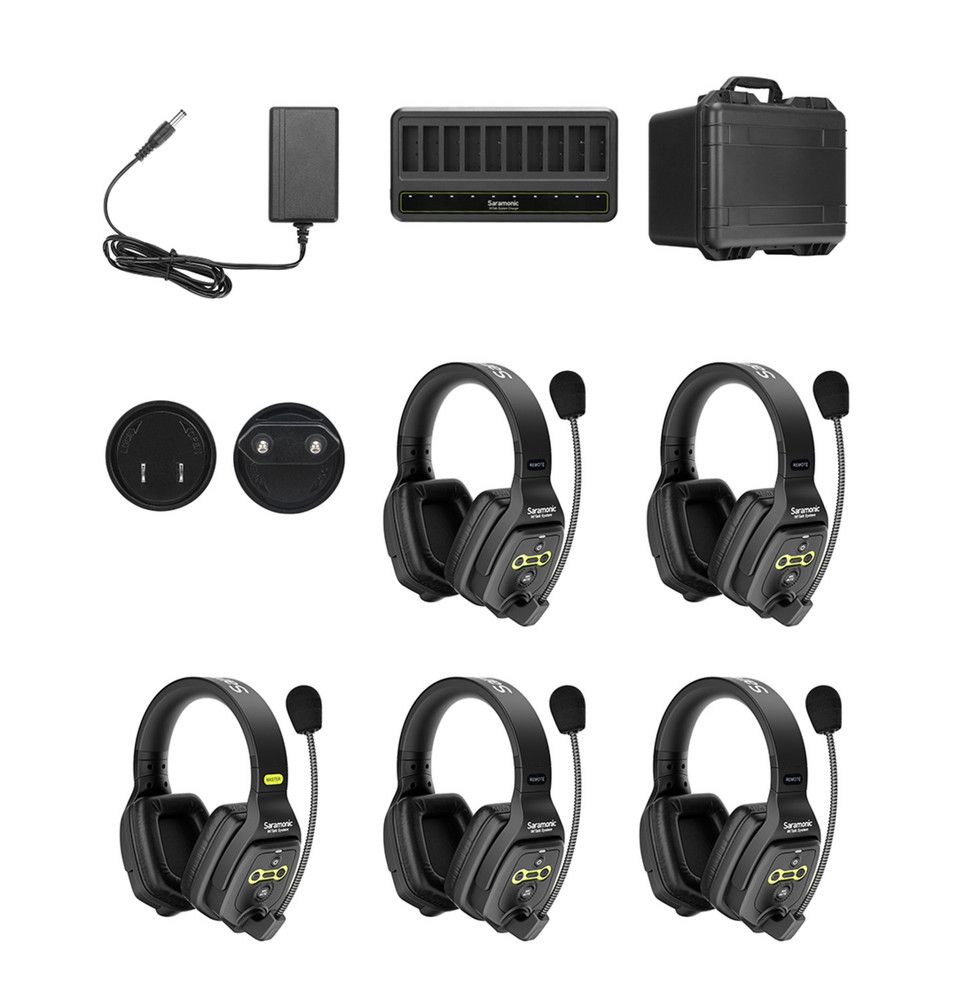 Solutie intercom stereo comp Saramonic WiTalk WT5D5xbat, 5 pers, Full-Duplex 1.9GHz, dual-ear