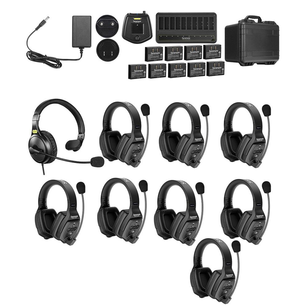 Solutie intercom stereo comp Saramonic WiTalk WT9D9xbat, 9 pers, Full-Duplex 1.9GHz, dual-ear