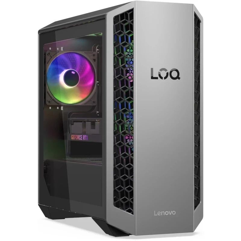 Desktop PC Lenovo LOQ Tower 26ADR10 Tower, AMD Ryzen 7 8745HX (8 C / 16 T, 3.60 GHz - 5.10 GHz, Level 2 cache: 8 MBLevel 3 cache: 32 MB cache, 75W), 16 GB DDR5, 512 GB SSD, Fara unitate optica, Nvidia GeForce RTX 5060 8 GB, 500 W, Fara sistem de operare